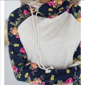 Ampersand Avenue navy floral hooded sweatshirt